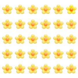 CoCud Mini Resin Flower, 0.31" Diameter, Miniature Tiny Flower Charm Dollhouse Yellow - (Applications: for Fairy Garden Dollhouse DIY Crafts Nail Jewelry Making), 100-Pieces