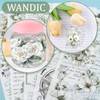 WANDIC 5 Sheets Rub On Transfer Sticker, Retro White Flower