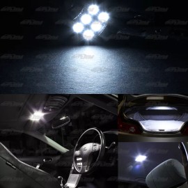 DTM 10x 31mm Festoon Bright 6-SMD LED Glove Box/Dome/Map Single Light Bulb - White