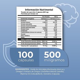 Nubaal Nutricin, Balance y Alma Omega 3-6 de 500mg- cidos Grasos Esenciales - cidos Grasos DHA y EPA con Vitamina D3 - 100 Cpsulas                    