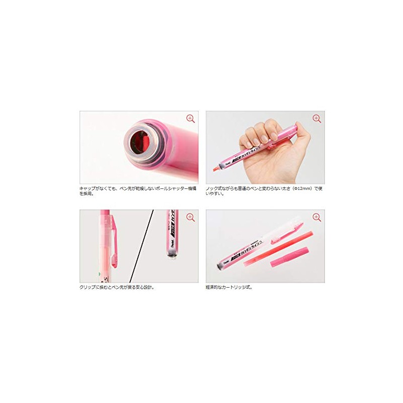 Pentel XSXNS15-P Retractable Handy Line S Highlighter, Pink, Set of