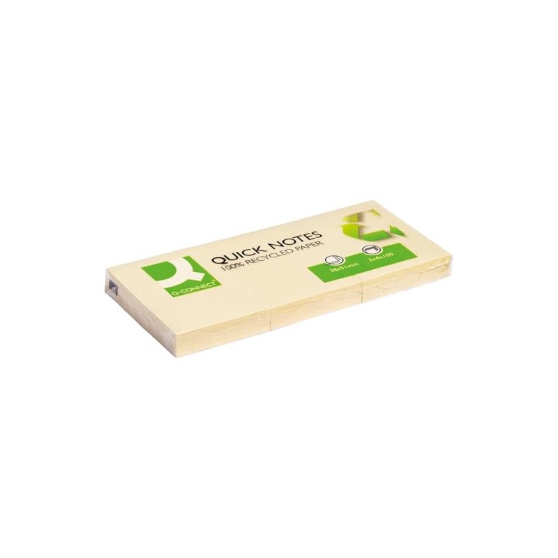 Q-Connect KF22367 Sticky Notes Sticky Note Pad Recycle Yellow