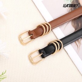 2 Pack Women Skinny Leather Belts Fashion Thin Waist Belt for Jeans Dresses Pants