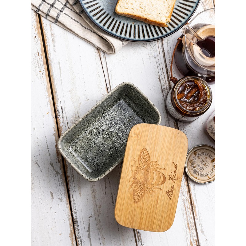YHOJOY Ceramic Butter Dish with Lid, Covered Butter Dish for