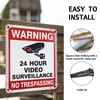 3 Pack Video Surveillance Sign, 7 x 10 Aluminum 24