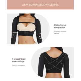 FeelinGirl Plus Size Arm Lift Compression Garment Arm Faja Post Arm Lipo Women Arm Slimmer Sleeves Black M