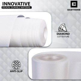 EASYHOME Multipurpose Checkered Print 12 Inches x 10 Feet Waterproof EVA Anti Slip Mat for Kitchen, Bathroom Cabinets, Drawer Shelf Mats Liner Sheets Roll, Non-Slip Fridge Mat (12" x 10' Roll, Clear)