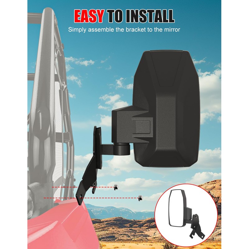 XATVXUTV Adjustable UTV Side Mirrors Compatible with Honda Pioneer 520