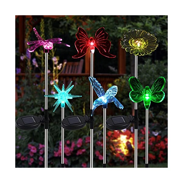 Glintoper 6 Pack Solar Garden Stake Lights Outdoor, Solar Butterfly