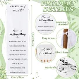 HunnmingRe Reserved Signs for Wedding Reserved Memorial Wedding Chair Sign with Love from Heaven Cotton Linen 15 x 50 Inch Save a Seat for Someone in Heaven Seating Decoration(White,Loving)