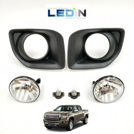 LEDIN Clear Lens Driving Fog Lights Kit For 2015-2019 GMC Canyon w/Bezel Bulbs Replace