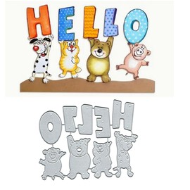Hello Animal Dog Merry Christmas Cat Dog Pig Metal Cutting Dies Stencils DIY Scrapbooking Decorative Embossing Paper Scrapbooking Card Making
