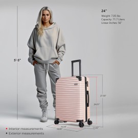 DUKAP TOUR Luggage With Ergonomic GEL Handle| Spacious Traveling Suitcase, Travel Suitcase with TSA Combination Lock | 24 Inch Medium Lightweight Spinner Luggage | Champagne