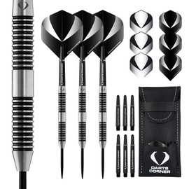 Darts Corner Warfare Darts | Steel Tip Darts Set | 80% Tungsten Barrels | Black Ring, M5 23g (D0628)