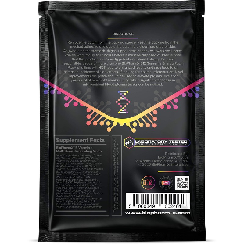 Vitamin B12 1200mcg Supreme Energy Patch + Vitamins B1, B2,