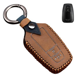 Key Case for Toyota, Smart Key Case, Key Cover, Genuine Leather, Good Texture, 2 Buttons, Designed for Toyota, C-HR Prius 50 Series, New Model, Corolla, RAV4, 50 Series, Camry 70 Series, Land Cruiser Prado 150, Late Phase Key Holder (Brown)