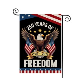 WENWELL America 250 Garden Flag,USA 250th years Anniversary Patriotic Banner Double-Sided with Eagle Design, 1776-2026 Commemorative, 12 x 18 Inch