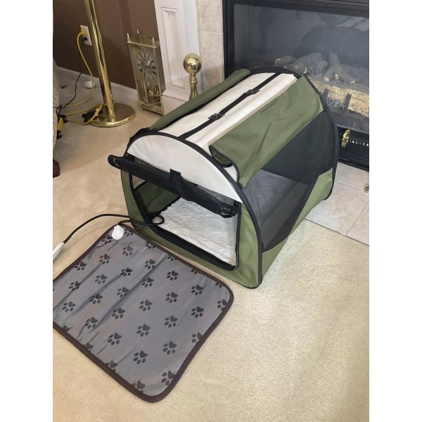 JOSBY Collapsible Dog Crate. Portable, Soft Mattress Coat, Electric Blanket.