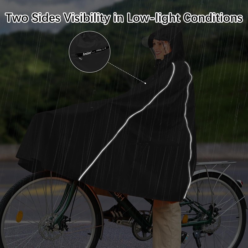 Andake Bicycle Poncho Waterproof Cycling Rain Poncho Lightweight Compact Reusable