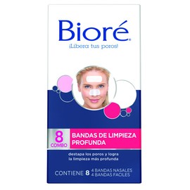 Bioré Bandas de Limpieza Profunda Combo, 4 Bandas Nasales 4 Bandas Faciales