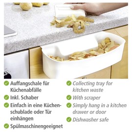 Wenko 7730100 Collecting pan for kitchen waste - including scraper, polypropylene, 32.4 x 9.2 x 17.3 cm, white