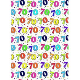 Special Age 70 Gift Wrapping Paper 1 Sheet & Matching Gift Tag - 70th Birthday