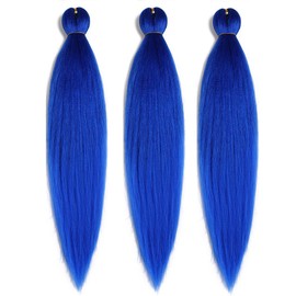 BALINGHAIR Pre-Stretched Braiding Hair Extensions Royal Blue Kanekalon Braiding Hair for Crochet Braids 26 Inch (Royal Blue-3Pcs)