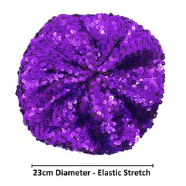 Cadoline Ladies Multicolor Elastic Sequin Polyester Flapper Hat 23cm Diameter, purple