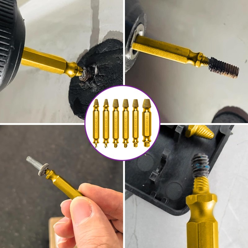 9 Piece Screw Extractor Set with Titanium Coating, Made of