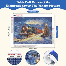 SENQAO Snow Train Diamond Art Kits for Adults,Christmas 5D Diamond Painting Kits for Beginners,Round Full Drill Gem Art for Adults,DIY Diamond Dots Paintings Picture Arts Craft for Home Decor 12x16in
