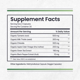 Nature's Pure Blend Active Detox Cleanse – Organic Turmeric Supplement with Apple Cider Vinegar for Digestive Support – Body Detox for Men to Promote Balance & Vitality – Green Tea & Milk Thistle