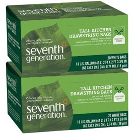 Seventh Generation Drawstring Trash Bags - 13 gal - 20 ct - 2 pk