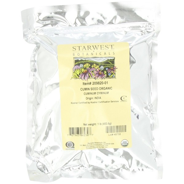 Starwest Botanicals Organic Cumin Seed, 1-pound Bag
