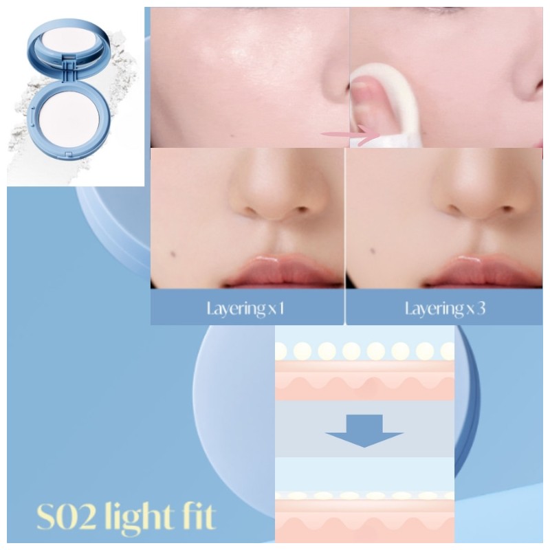 MUDE Setting Powder Pact 9.3~11.2g, Shade:S02 Light Fit (for dry