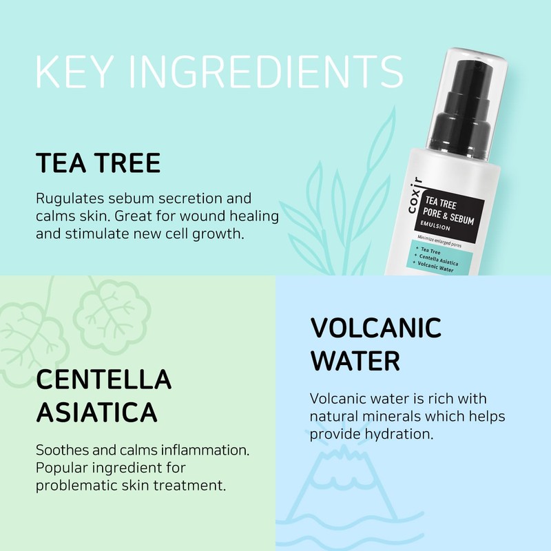 COXIR Tea Tree Oil Pores and Sebum Emulsion (100 ml,