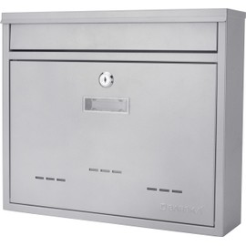 BARSKA CB13252 Locking Wall Mount Mailbox, Grey, Medium, 3.6" x 14.2" x 12.3"