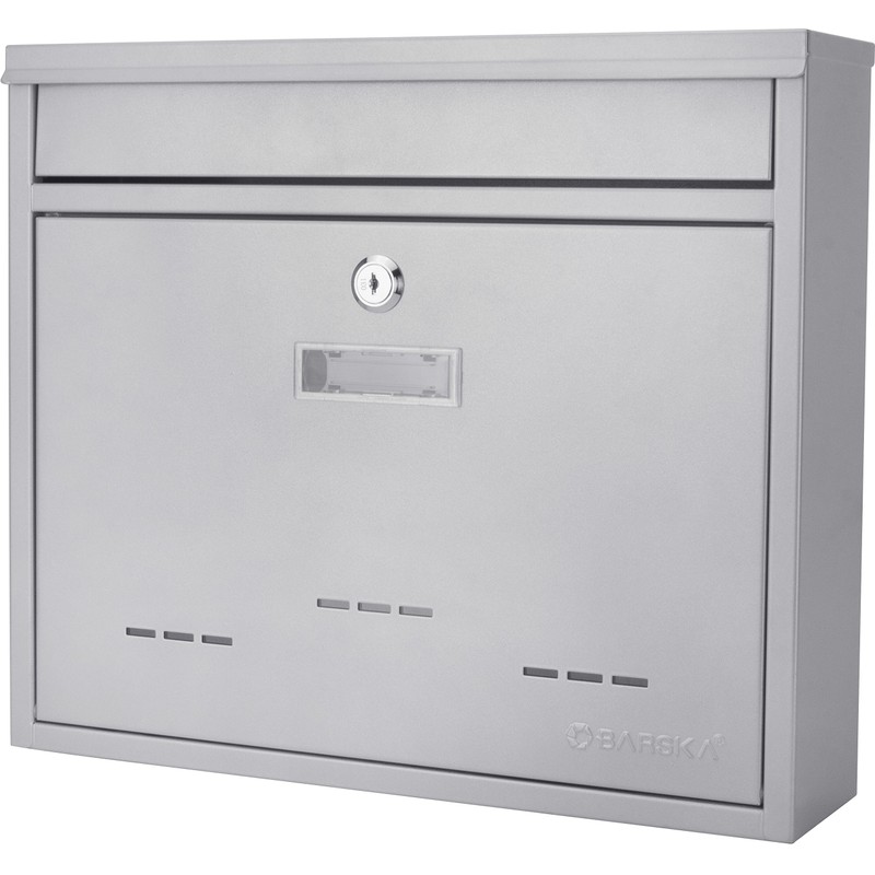 BARSKA CB13252 Locking Wall Mount Mailbox, Grey, Medium, 3.6" x