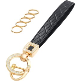 Taasmoog Car Key Fob, Key Fob for Women, Leather Keyring Car Women, Keychain for Men/Women are Gifts for Family, Friends, black