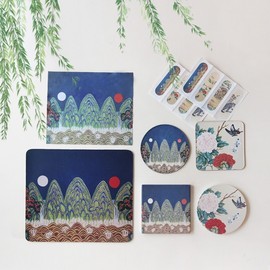 Korean Traditional Irworobongdo 5-Piece Gift Set for Foreign Friends: Minhwa Souvenir Collection Coaster Irworobongdo Leather Coaster 3ea