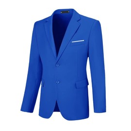 Blazer casual para hombre, chamarra de traje para hombre, ajuste delgado, traje de hombre con solapa con muesca y abrigos deportivos para hombre, Azul Real, XX-Large