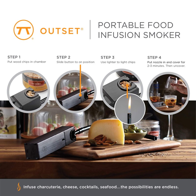 Outset Portable Food Infusion Smoker, 9-Inch, Black