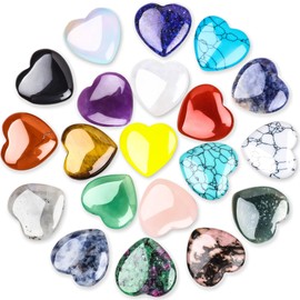 UU UNIHOM 10PCS Natural Heart Stone Healing Crystal Palm Gemstones Wholesale Assorted Set Bulk Crystals Rock Real Gemstones Hearts For Valentine's Day Love Gifts and Chakra Reiki Balancing (0.8 inch)