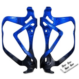 Corki Cycles Universal Bike Water Bottle Holder, Heavy Duty Aluminum Alloy Shock-Resistant Cage for Road Mountain Gravel Bikes 21-32 oz Capacity Blue Black 2 Pack