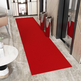Ottomanson 2'7" x 11' Commercial-Grade Hallway Runner with Scraper Pile Extra Durable Non-Slip Rug Mat for Indoor & Outdoor Use - Ideal for Kitchen, Entryway, Patio & Garage - High-Traffic Carpet, Red