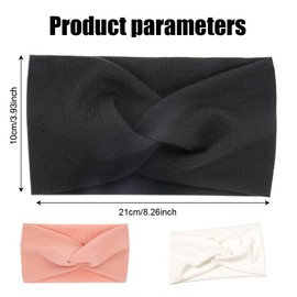 Women's Headbands - Set of 3 Wide and Elastic Hair Bands for Sports, Yoga and Daily Use - Twisted Design in Various Colours and Patterns