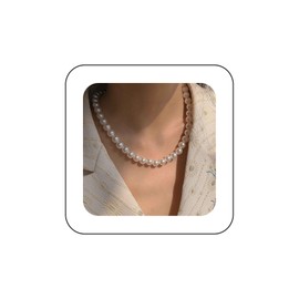 Xduargs Boho Pearl Choker Necklace White Pearl Strand Necklace Vintage Pearl Bead Necklace Adjustable Wedding Pearl Collar Necklace Jewelry for Women