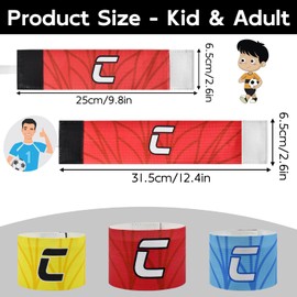 VHOPMORE Elastic Soccer Captain 'C' Armband Adjustable Football Basketball Player Arm Bands Non-Slip Anti-Drop Captain's Armband for Adult - Red