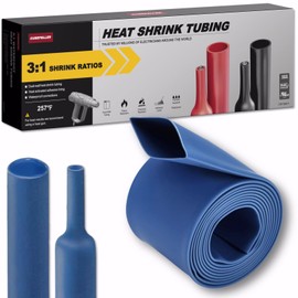 CUBEFELLER® 3:1 Ratio 1-1/2 Inch (39mm) Blue Heat Shrink Tubing - 4ft (1.22M Total Length), Marine Grade Waterproof Adhesive Lined, Insulation Sealing Oil-Proof Wear-Resistant,ET0439BL