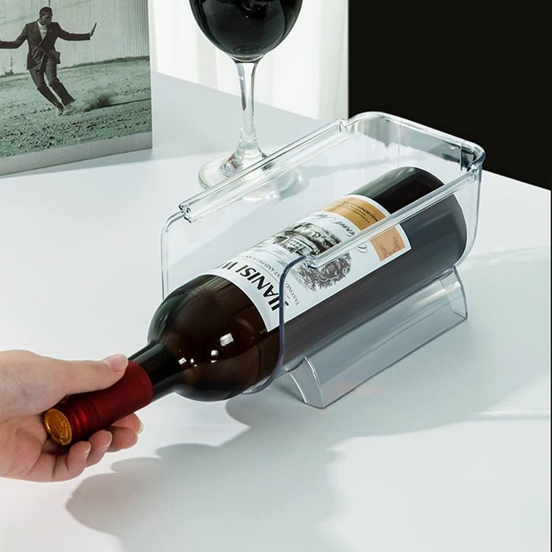 4 Pack Bottle Rack, Fridge Organizer Bottle Rack, Stackable Wine