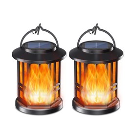 Aigleya 2 Pack Solar Lantern Outdoor Lights, Solar Lanterns Lights Outdoor Waterproof Upgraded Flickering Flame,Hanging Solar Lanterns Lights, Solar Powered Lanterns for Yard Garden Decor
